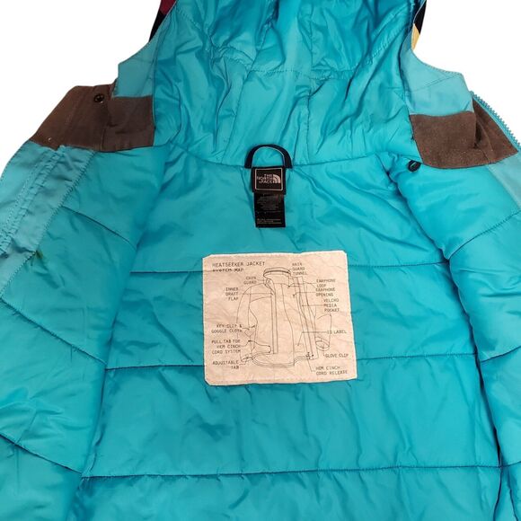 THE NORTH FACE Jacket GIRLS 10-12 Blue Colors Geometric Hooded Full Zip HYVENT - Picture 6 of 11